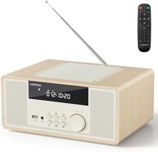 LONPOO Micro CD Stereo System for Home, 30W RMS Compact Shelf Audio with Bluetooth, FM Radio, USB/AUX Playback, DSP Sound Technology, and Remote Control