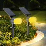 GIGAWATTS GW-223CW Solar Spotlight BIS Approved LED IP65 Waterproof Outdoor Smart Spot Lights with 5.5V Panel 1500mAh Battery Bluetooth App & Remote Control for Driveway Pathway Pool (1 Pc, WW/CW)