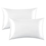 Bedsure Satin Pillowcase for Hair and Skin - Similar to Silk Pillowcase, Pillow Cases 2 Pack with Envelope Closure, Gifts for Women, Queen & Standard Size 50 x 75 cm, White