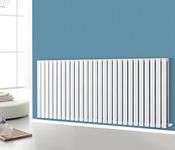 NRG Horizontal 600x1593 Oval Column Designer Radiator Central Heating Double Panel Gloss White