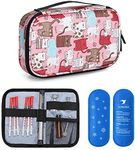 Yarwo Insulin Cooler Travel Case with 2 Ice Packs, Diabetic Supply Bag for Insulin Pens and Other Diabetic Supplies, Pink Cats