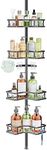 HEVEL Corner Shower Caddy Tension Pole, 4 Tier Adjustable Shower Organizer Corner 62-115 Inch, Rustproof Bathroom Corner Shower Shelves for Bathtub Storage