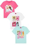 Barbie 3 Pack Girls T-Shirts Multipack (6-7 Years) Pink