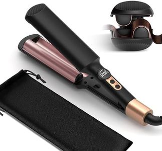 Ukliss Mini Waver Curling Iron, Travel Hair Crimper and Waver Tool for Women Short Hair Double Barrel Curling Iron with Portable, Dual Voltage, 5 Temps Anti-scalding for Date Work Daily Styling (Pink)