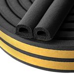 Weather Stripping Self Adhesive Foam Tape Window Door Draught Excluder SoundProof Weather Strip Tape Seals for Gap Seal,2 Seals, Total 6M Long Black