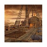 Aoihrraan 2x2m Vintage Pirate Ship Backdrop Retro Sailboat Wooden Deck Old Battleship Nautical Photography Background Boys Kids Birthday Party Halloween Decoration Portrait Photo Studio Props