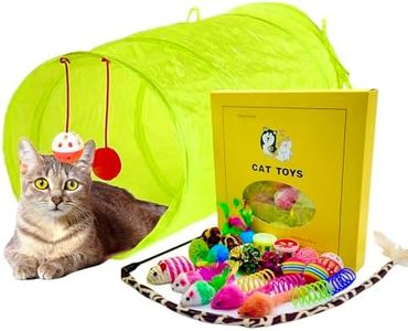 Maiguangta 25 PCS Assortment of Cat Toys - Cat Tunnel, Catnip Toys,Cat Spring,Feather Teaser, Mice, Colorful Balls & Bells. Perfect for Kittens, Cats, and Puppies!