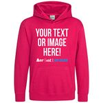 Purple Print House Personalised Kids Hoodie Any Text Image Photo Custom Boys Girls Hoody Hooded Sweatshirt, 9-11 Years, Bright Pink