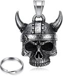 CUSTOMprivé Viking Skull Motorcycle Bell - Lucky Charm Biker Triker Guardian Bell - Comes in Velvet Case, 35 mm x 30 mm x 25 mm, Stainless Alloy