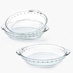 3 Packs Glass Pie Plates, MCIRCO 9" Glass Pie Pans, Easy Grab Glass Pie Baking Dishes with Handles for Baking and Serving, Clear