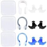 3 Pairs Swimming Nose Clip and Earplugs Sets Silicone Nose Plugs Swim Nose Grip Nose Pegs Swimming Ear Plugs Waterproof Nose Ear Protectors for Adult Kids Child Women Men Swimming Water Sports Pool