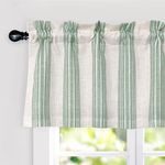 DriftAway Chris Linen Lined Valance Double Layer Thermal Insulated Room Darkening Blackout Valances 3 Inch Rod Pocket Vertical Striped Kitchen Valance for Bathroom 52 Inch by 18 Inch Green