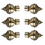 Ferio Stainless Steel Brass Antique Curtain Finials for Door and Widow Rod Holder for 1 Inch Rod Without Brackets (Pack of 6 Pic)