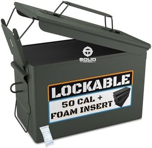 Solid Tactical 50 Cal Metal Ammo Can with Foam - Green - Custom M2A1 Waterproof Ammo Storage Box
