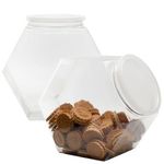 Cornucopia Gallon Plastic Container Candy Jars (2-Pack); Hexagon Shaped Countertop Display Containers; Cookie and Snack Storage