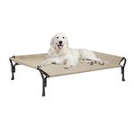 Veehoo Cooling Raised Dog Bed, Guardrail Elevated Dog Bed, Chewproof Dog Bed Frame with Washable & Breathable Teslin Mesh, Non-Slip Dog Sofa Bed Cot for Indoor & Outdoor, X Large, Beige Coffee