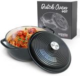 Segretto Cookware Enameled Cast Iron Dutch Oven, 6 Quarts, Black