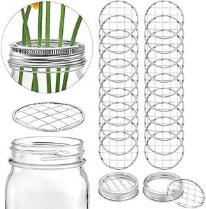 DEAYOU 20 Pack Mason Jar Flower Frog Lids, Metal Frog Lid Insert Grid, Canning Jar Metal Ring Screw Jar Band Organizer, Replacement Insert Holder Lid with Square Grids for Regular Mouth Mason Jars