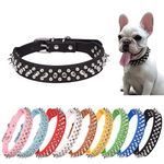 Spiked Dog Collar, Mushrooms Rivet Spike Anti-Bite Studded Protective Pet Neck Pu Leather Puppy Collars for XXS XS Small Medium Large Boy Dogs Male Cats Goat, Black S