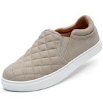 STQ Slip On Sneakers for Women Business Casual Shoes Lightweight Fall Loafers for Teacher Taupe Size 6