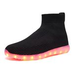 GloTrekz Light Up Shoes for Women Men USB Charging Unisex LED Shoes Halloween Flashing Dancing Sneakers with Mesh Uppers Black, Black, 8 Women/6.5 Men