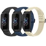 Huamanlou 3 Pack Elastic Sport Bands Compatible with Fitbit Luxe Bands for Women Men, Soft Adjustable Loop Nylon Replacement Wristband Strap for Fitbit Luxe/Fitbit Luxe Special Edition