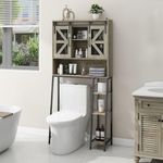 Over The Toilet Storage Cabinet, Farmhouse Storage Cabinet Over Toilet with Sliding Barn Door，Home Space-Saving Toilet Rack, for Bathroom, Restroom, Laundry