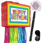 Birthday Piñata 4-Piece Set great for Boy, Girl, and Adult party. Happy Birthday Decorations, fun & unique style, fits candy party favors (16”X10”) durable!