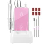 Makartt Nouvella Nail Drill, 35000RPM Electric Nail File Machine with Coreless Motor for Acrylic Gel Nail, Rechargeable Nail File with Nail Drill Bit Set, Manicure Salon Home DIY Use, Pink