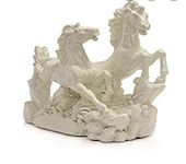 Pinnacle Vastu Feng Shui Two Running Horses Showpiece Big Size White Color