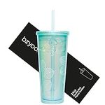 bzyoo SIP 24oz (710ml) Double Wall Plastic Tumbler with Lid and Straw Cold Drink Travel Mug Reusable Ice Coffee Tea Cup Perfect for Office Poolside Parties Gifts Color: Pearl Green