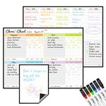 Magnetic Dry Erase Chore Chart and Weekly Planner Set for Fridge - Chore Chart for Multiple Kids,Weekly Calendar,One Bonus to-do Whiteboard and 6 Extra Fine Tips Markers Included!