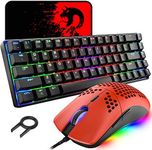 60% Mechanical Mini 68 Key RGB Backlit Wired USB C Gaming Keyboard + Lightweight Rainbow Backlight 6400 DPI Honeycomb Mouse + Mouse Pad Compatible With PS4,PS5,Xbox,PC,Laptop,MAC - Blue Switch