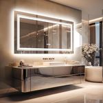 LUVODI Bathroom Mirror with LED Lights: 1200x600mm Large Dimmable Lighted Wall Illuminated Vanity Mirror with Demister Pad Smart Touch Switch Backlit and Front Light (Horizontal/Vertical)