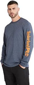 Timberland PRO Men's Core Logo Long-Sleeve T-Shirt, Black Iris Heather, 2X-Large