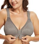 Exclare Women's Front Closure Posture Back Full Coverage Wirefree Everyday Bra (36DD, Gray)