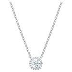 Swarovski Angelic Pendant with Circular Clear Crystal and Clear Crystal Pavé on a Rhodium Plated Chain