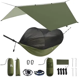 Miztli Camping Hammock -Portable Hammock w/Spacious Net & Tree Straps w/Adjutable Loops,Double and Single Hammock for Outdoor, Hiking, and Travel