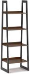 SIMPLIHOME Sawhorse 24 Inch Rectangle Modern Industrial Real SOLID WALNUT WOOD Ladder Shelf in Walnut, For the Living Room, Study Room and Office