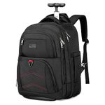 Rolling Backacpk, Vessgra Carry on Backpack with Wheels for Men, 17.3 Inch Rolling Laptop Bag, Large Wheeled Backpack for Travel Work Business -Black