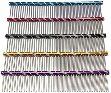 Meetory Haustier Kamm Hund Metall Hundekamm, Edelstahl Hundesalon Kämme,Pflegekamm Katzenkamm (16 cm x 2.7cm, 1 Stück Zufällige Farbe)