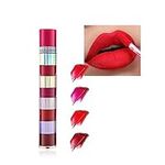 Matte Lipstick Lip Balm Makeup,4-In-1 Red Liquid Lip Gloss,Long-Lasting All Day Waterproof Non Stick Cup Velvet Smooth Lip Stick,Highly Pigmented Moisturizing Plumping Lipstick