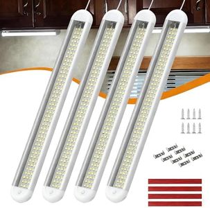 RVZONE 12V LED Interior Light Bar | 120LEDs 1800LM 8W DC 12 Volt led Strip Lights with ON/Off Switch RV Led Lights Interior for Camper Truck Van Boat Trailer Cargo Lights Fixture Motorhome (4Pack)