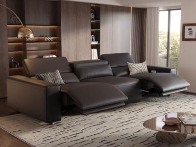 POVISON 109'' Oversized Power Recliner Sofa with Zero Gravity, Wall Hugger 3 Seats Faux Leather Reclining Sofa with Power Headrest, Charging Ports, Recliner Couches for Living Room, RV, Black