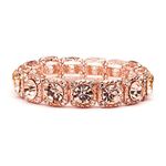 Mariell Rose Gold Blush Crystal Stretch Prom or Bridesmaid Bracelet - Popular Pink Morganite Color