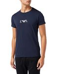 Emporio Armani Men's 2-pack T-shirt Essential Monogram T Shirt, Navy Blue, M UK