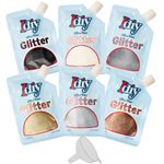 iDIY Ultra Fine Glitter (100g, 3.5 oz Pouch) w Easy-Pour Bag & Funnel-Neutral Colors Extra Fine-Non-Toxic, DIY Arts & Crafts, School Projects, Festivals, Sparckle Decorations, Resin, Holiday (6 Pk)