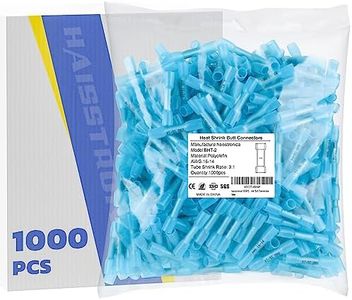 haisstronica 1000PCS 16-14 AWG Blue Heat Shrink Butt Connectors-Tinned Red Copper 0.8mm,Waterproof Insulated Crimp Butt Splice Electrical Connectors…