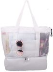 Large Mesh Beach Tote Bag with Zipper and Insulated Picnic Cooler Leak-proof for Beach Pool Outdoor Trave Gym