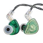 Linsoul TANGZU Wan’er S.G HiFi 10mm Dynamic Driver PET Diaphragm in-Ear Earphone with Ergonomic Shape, Detachable 2Pin OFC Braided Cable for Audiophile Musician DJ Stage (Green, with Mic)